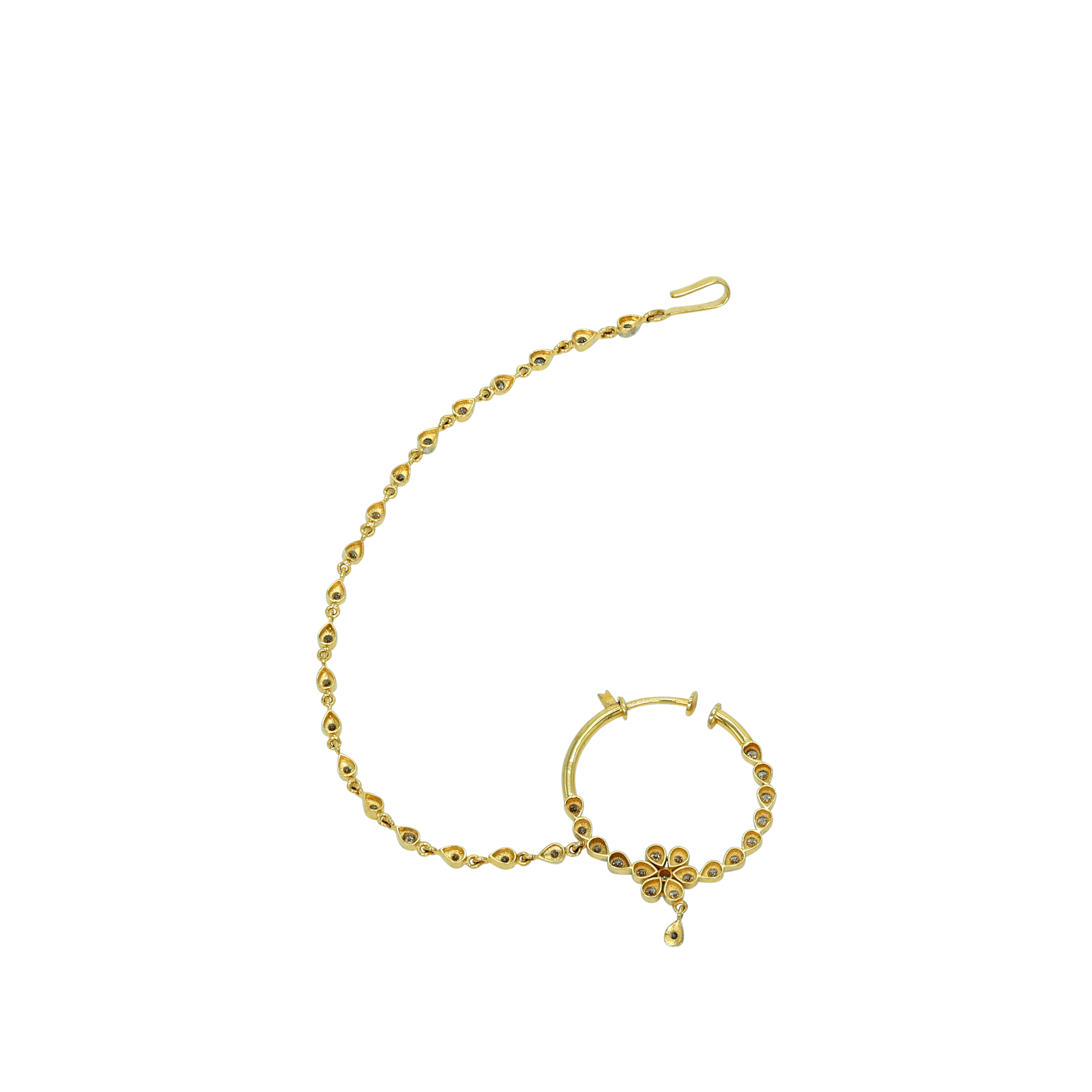 Floral Diamond Nath with Chain and Subtle Elegance